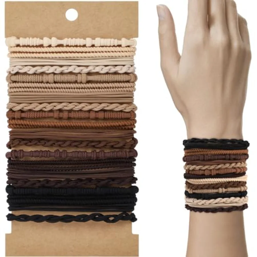 Boho Hair Ties, 20 PCS Hair Bands 4 Styles Hair Ties 2.36inch Cute Ponytail Holders Elastic Boho Hair Bracelets for Women Thick