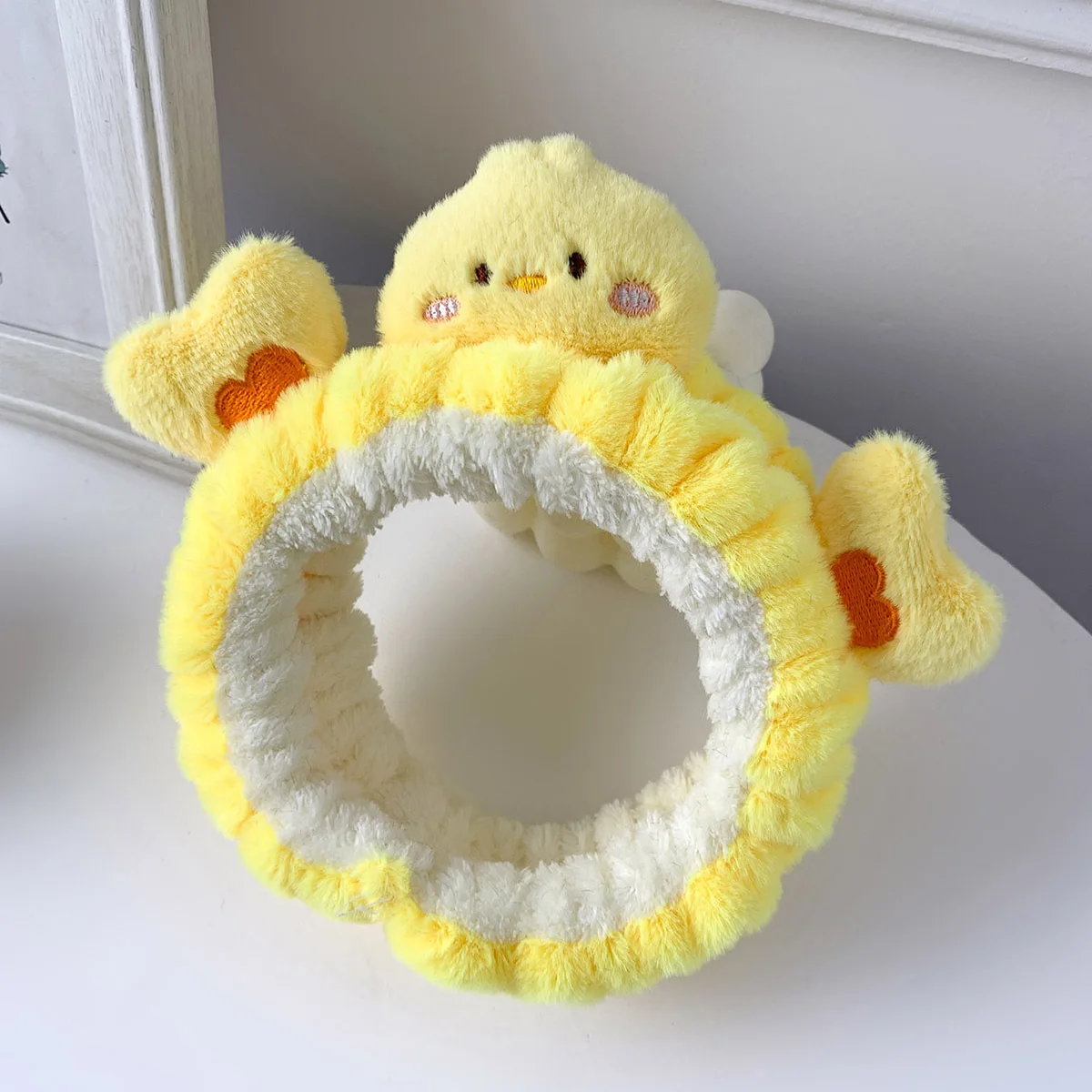 1pc Wash Face Special Hairband for All Seasons; Cute Love Heart Bear and Little Yellow Chicken Hairband; Hair Clip