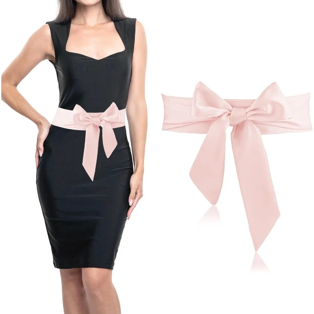 Satin Waist Belts for Women, Elegant Ribbon Bow Accessory for Wedding and Bridal Events