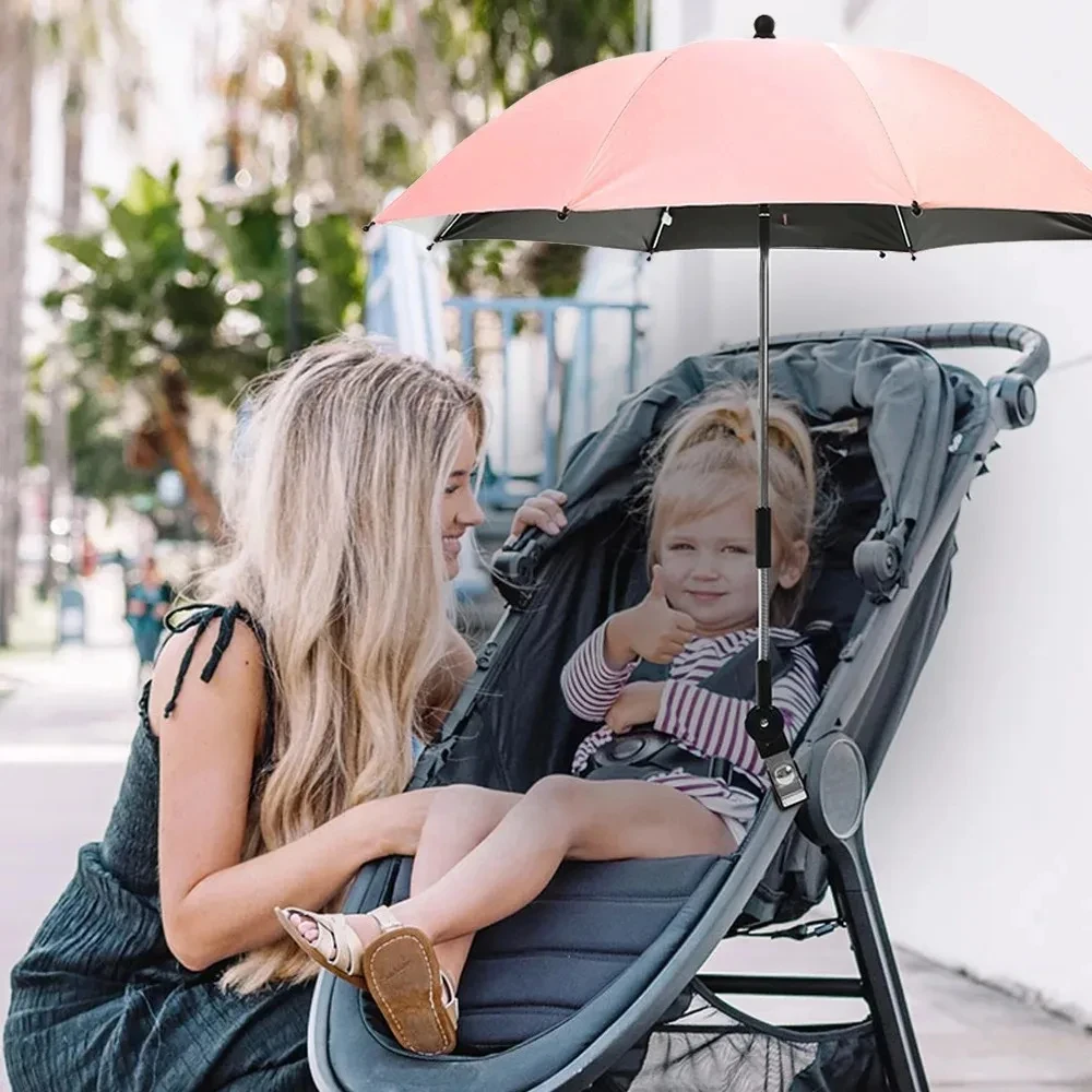 Universal Baby Stroller Sunshade - Adjustable UV Protection Umbrella for Prams, Tricycles   Pushchairs, All-Weather Canopy