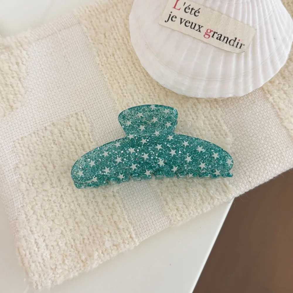 Acrylic glitter board, shark clip, grab clip, pentagram hairpin, back of head, hair disc, hair grab, large hairpin, female clip.