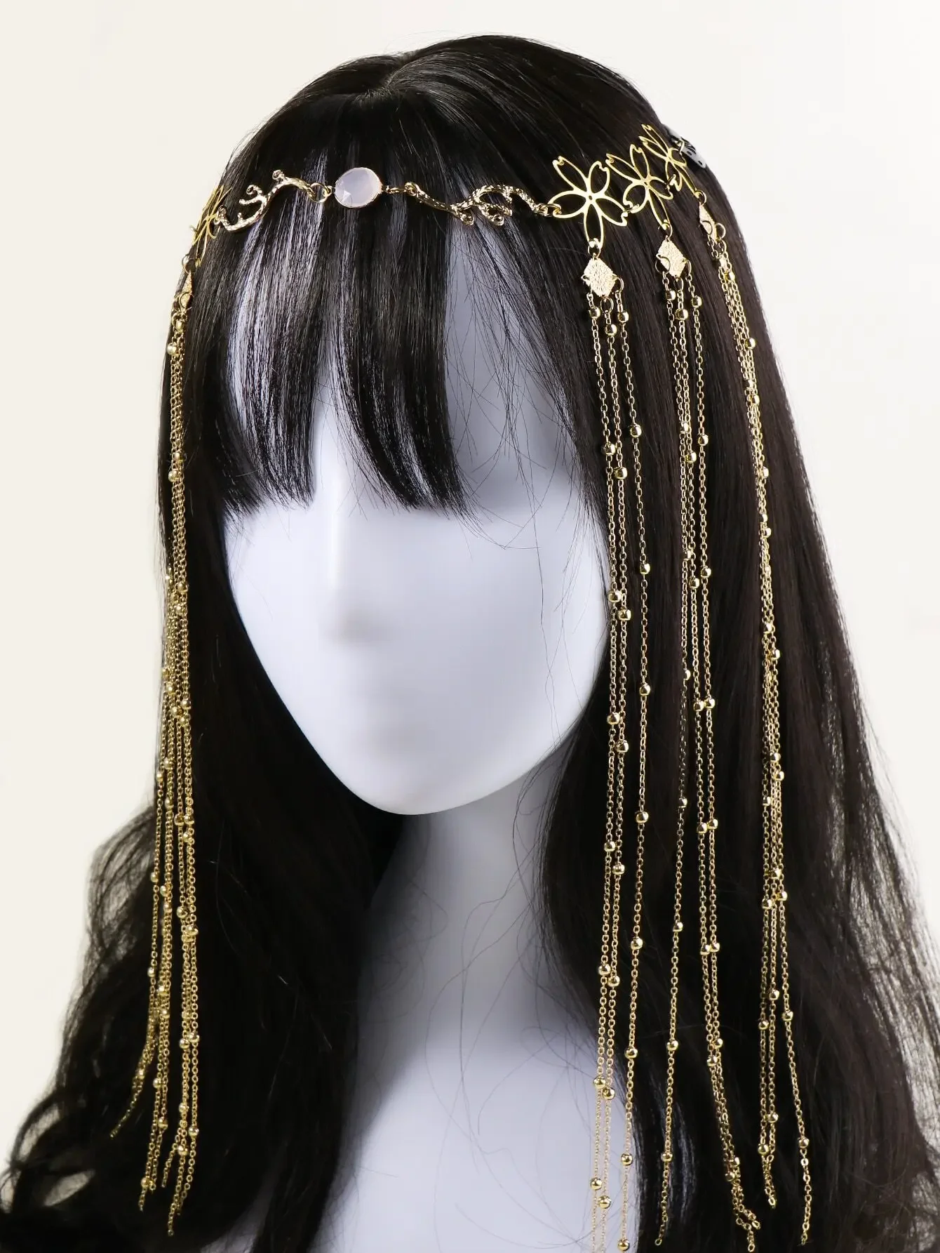Tassel Charm Flower Decor Hair Clip With Chain Party Bow Carnival Head Jewelry Head Pieces Jewelry, School Stuff, Jewellery For