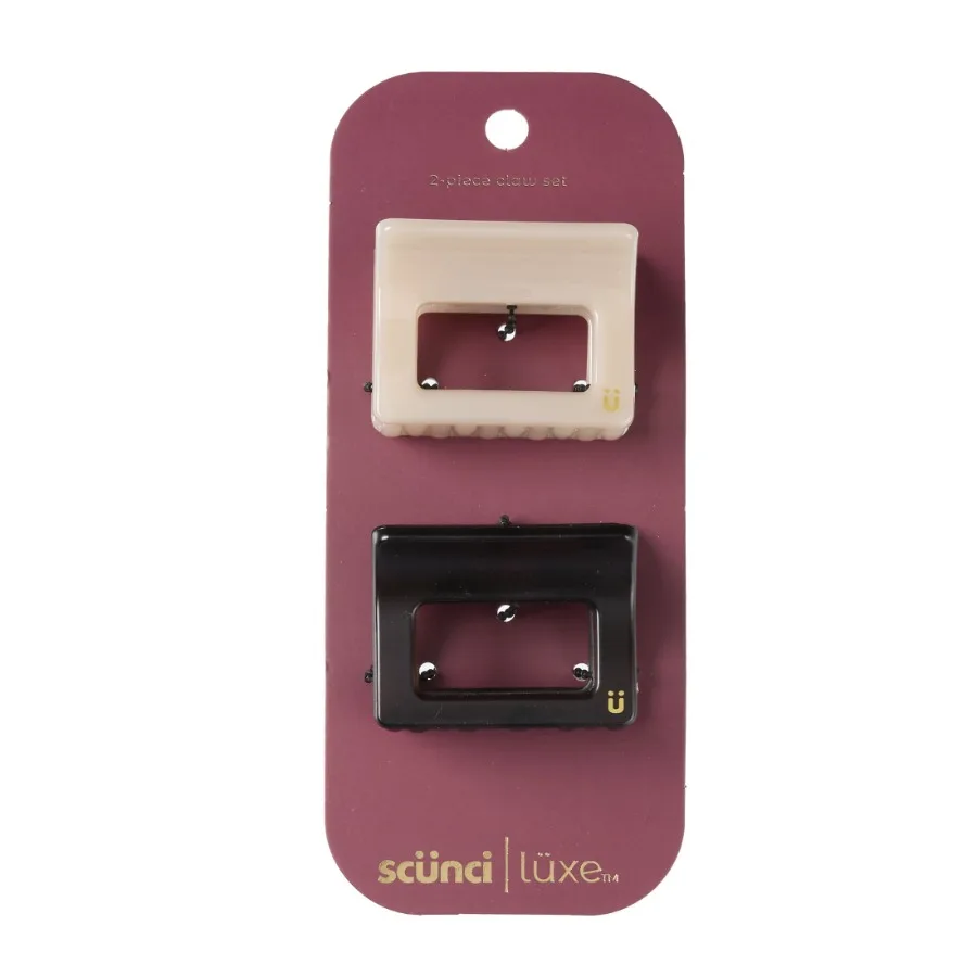 Luxe by Conair Mini Rectangle Claw Clips Bisque and Tortoiseshell 2 Count