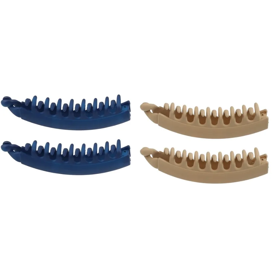 4 Pcs Interlocking Ponytail Banana Clip Hair Accessories Clip Blue Brown