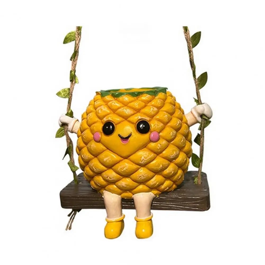 Cute Swing Planter Smiling Pineapple Planter Hanging Pot Cute Pineapple Swing Planter for Succulents Small Houseplants Balcony