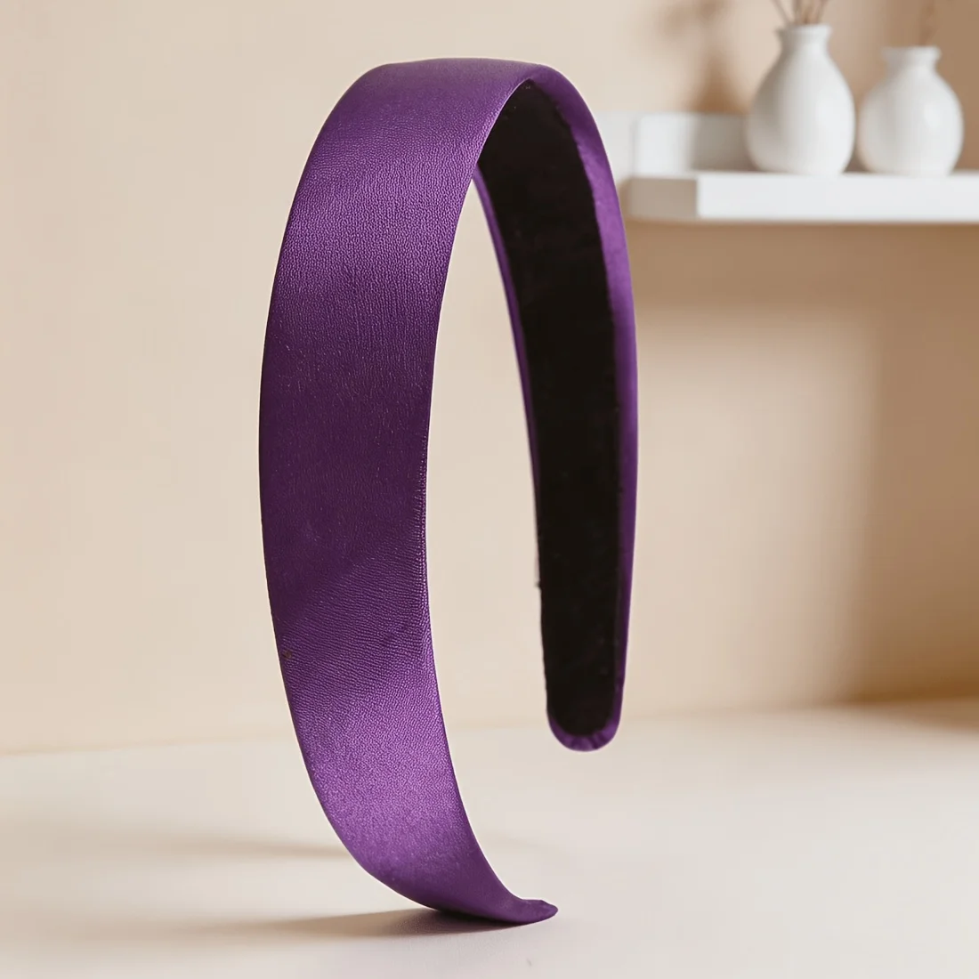 2026 Hot Sale Headband Hair Rope Hairpin Raises the top of the scalp to make the face look smaller, non-slip and not tight, Hair Pressure Ribbon 0.98 inches Wide Edge Solid Color Dark Purple Candy Col
