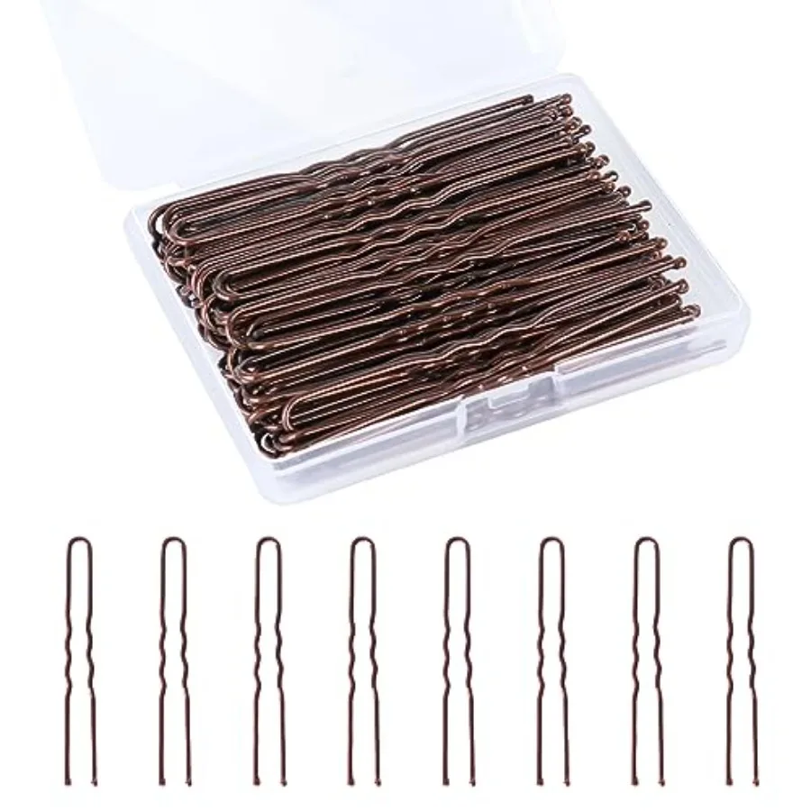 U Shaped Hair Pins, 100PCS 2.4inch Bun Hair Pins for Women Girls Hairdressing Salon with Storage Box, for All Hair Types