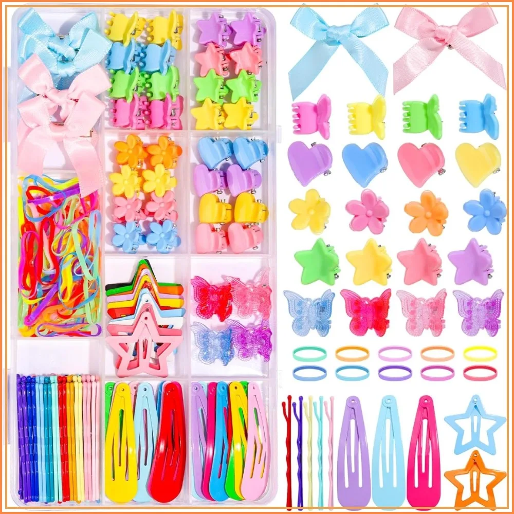 193pcs Hair Clips for Girls: Mini Claw Clips, Bobby Pins & Hair Ties Set