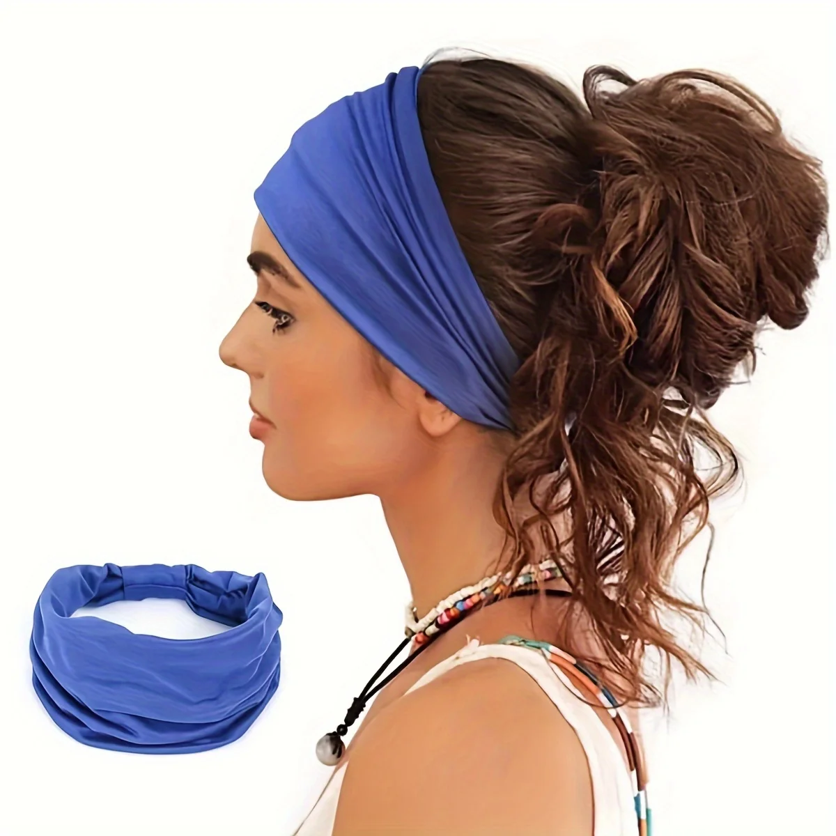 Solid Color Elastic Sports Headband Wide-Edge Yoga Headband Sweat-Absorbing Fashion Headscarf for Fitness And Yoga