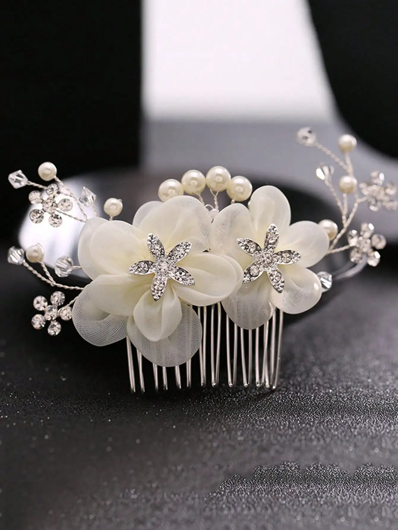 1pc Elegant Silk Flower Headpiece, Bridal Bridesmaid Hair Accessory Valentine's Day Accessories,Wedding Hair Accessories