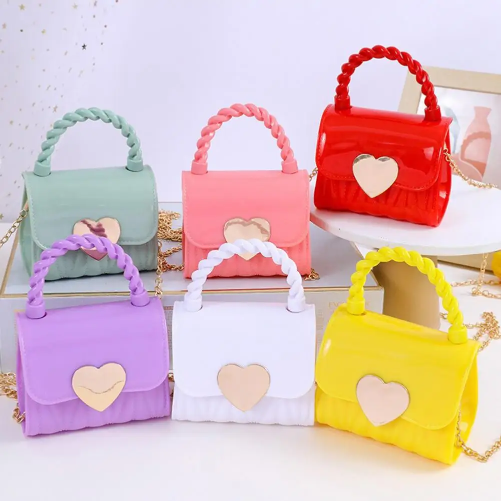 Mini Cute Women Crossbody Bag Fashion Exquisite Bright Candy Color Portability Love Heart Clasp Handbag For Party Daily Commute