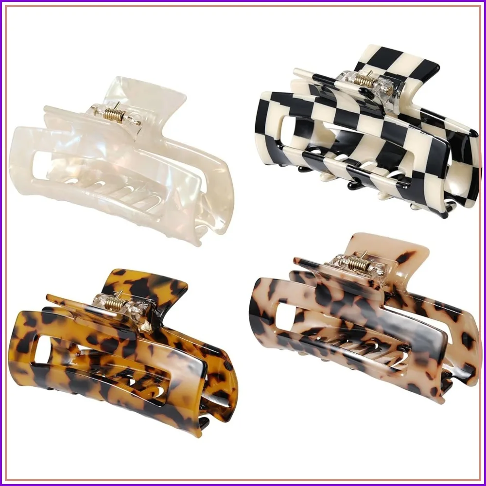 4Pcs Acetate Hair Claw Clips, French Butterfly Jaw Clips, Mermaid Crab Hairpins, Stylish Hair Accessories for Women