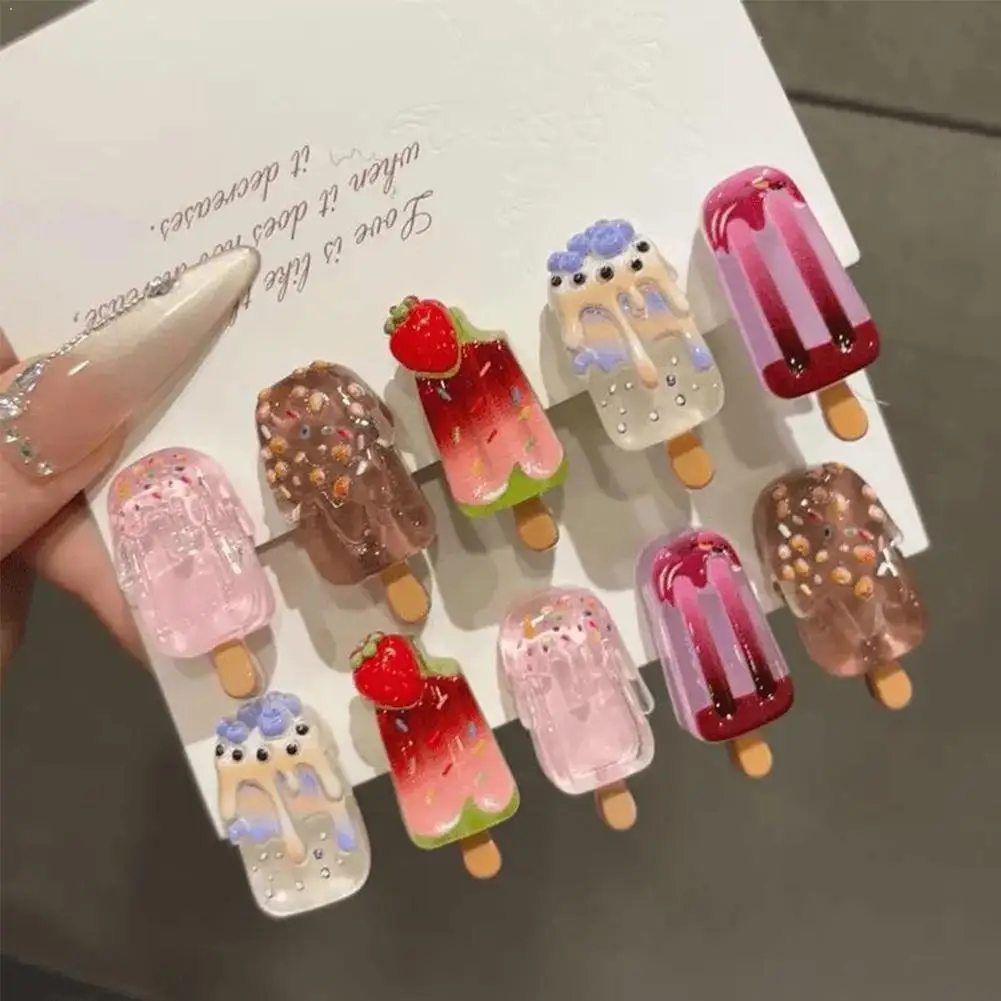 10Pcs Ice Cream Hair Clips Set,Cute Popsicle Design Hairpins,Sweet Summer Hair Accessories for Girls Bangs and Hair Tidying Clip