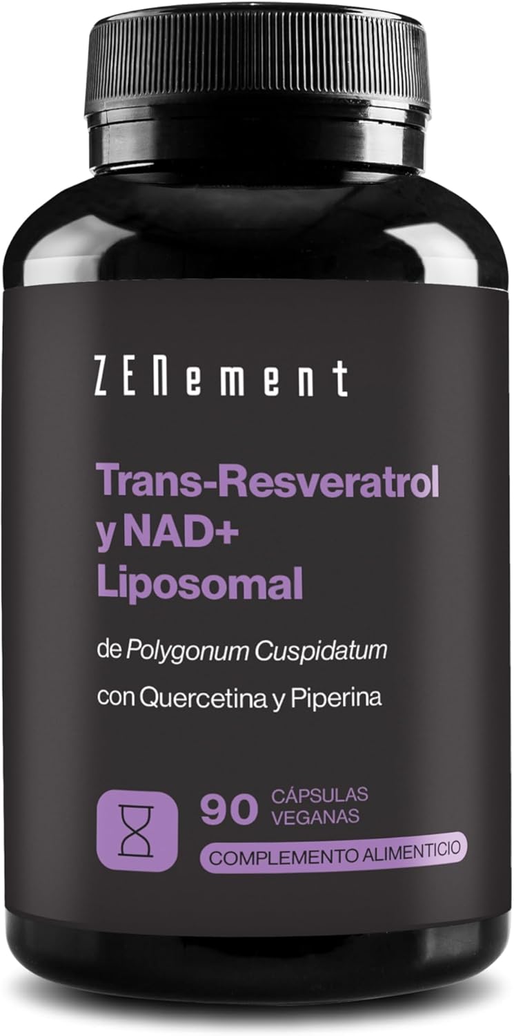 Trans-Resveratrol y NAD+ Liposomal con Quercetina y Piperina - Zenement, 90 cápsulas