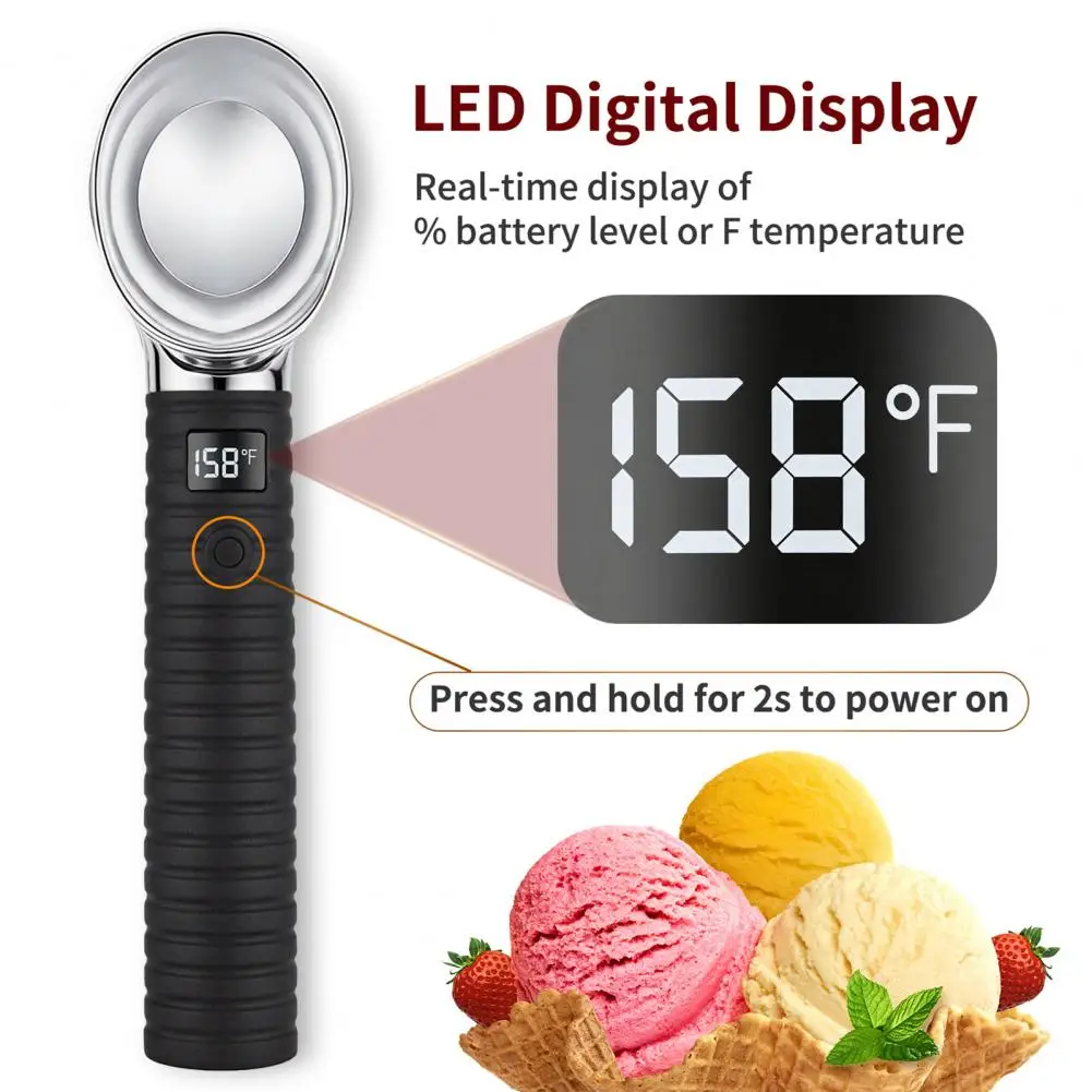 Electric Heated Ice Cream Scoop with Digital Display Electric Ice Cream Scooper Rechargeable Auto Melting Scoop for Ice Cream