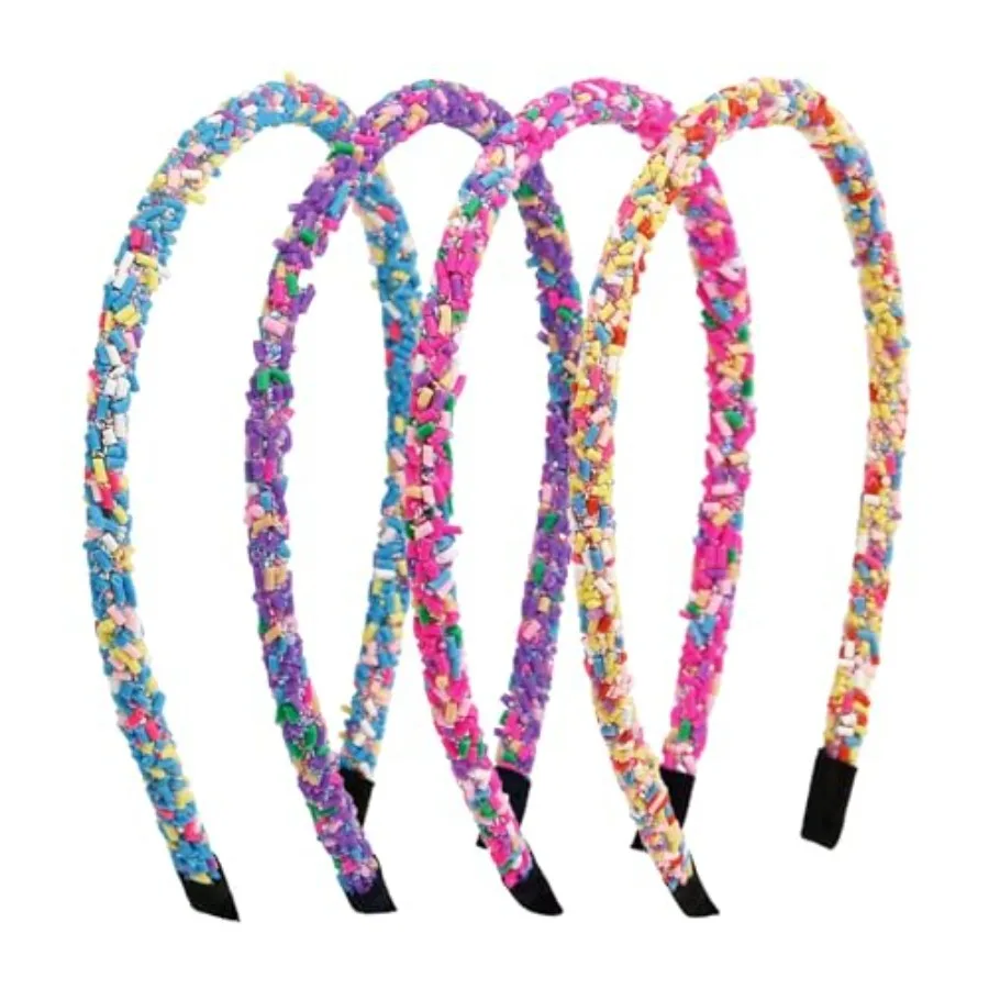 4Pcs Candy Headbands for Girls, Thin Cute Sprinkle Donut Headband, Non Slip Fashion Head Bands - Hair Accessories Colorful