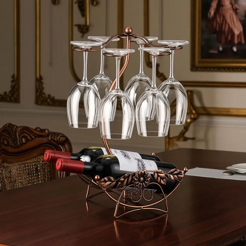 Triangular Support Wine Rack Rustic 2-tier Iron Wine Glass Rack Bottle Holder Vintage Wine Rack Decorative Countertop Home Bar