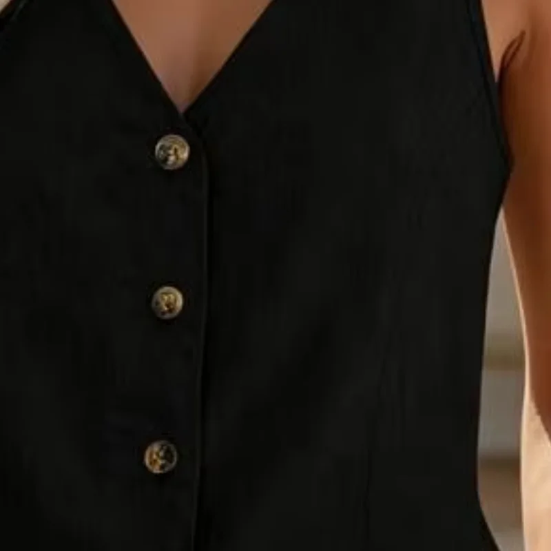 Breathable Summer Tank Top V-Neck Sleeveless Tank Tops, Vintage Style Wrinkle-Resistant Casual Tops for Office Party Wear