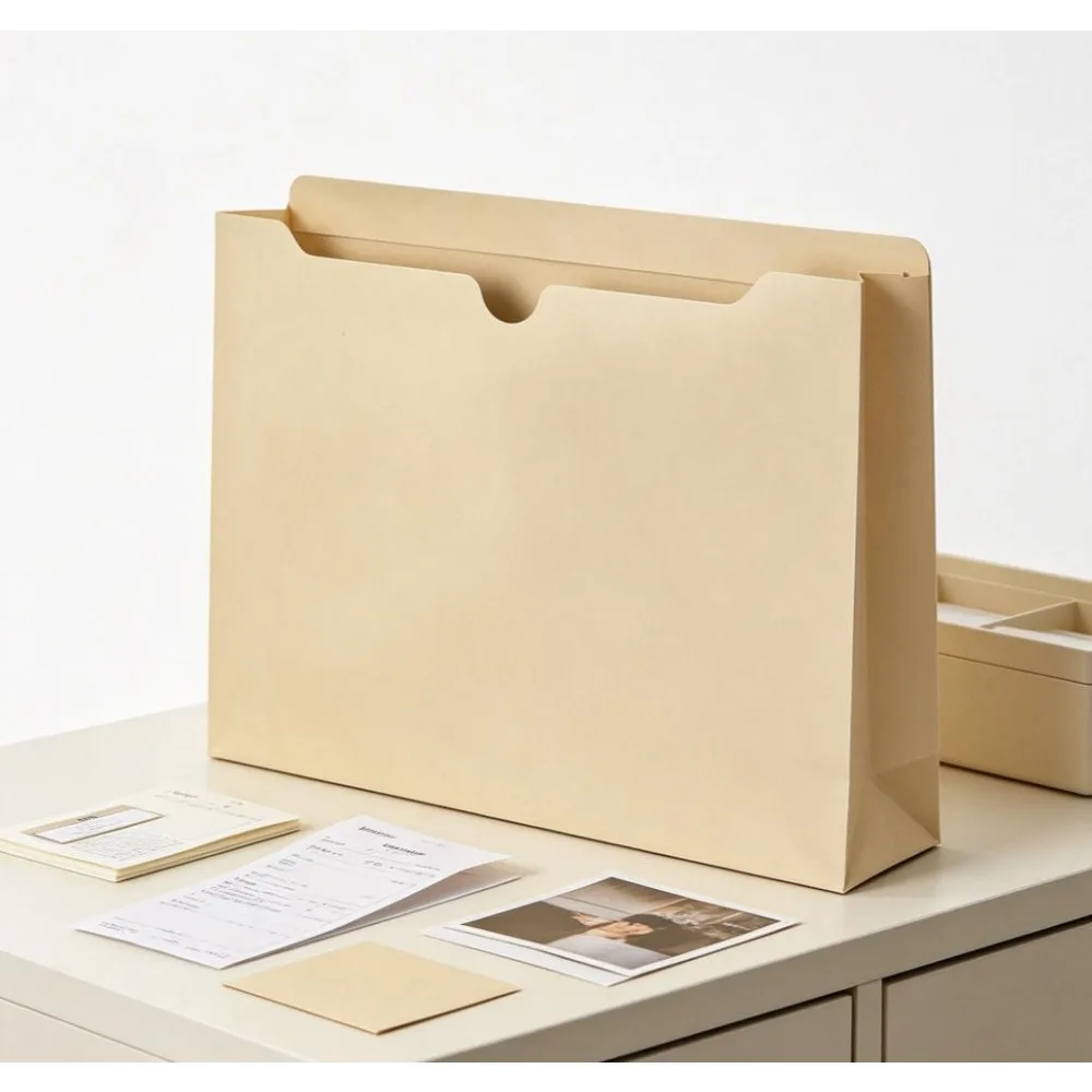 10‑Pack Manila 2 Inch Expanding File Jackets for Letter‑Size Papers, Reinforced Full‑Height Sides Holds up to 400 Sheets with Full‑Length Label Tab